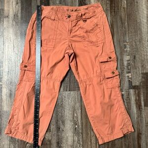 Apt. 9 Coral-Orange Cargo Capris with Utility Pockets